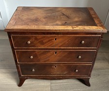 Antique Miniature Mahogany Chest of Drawers Late Georgian with Cross Banded Top