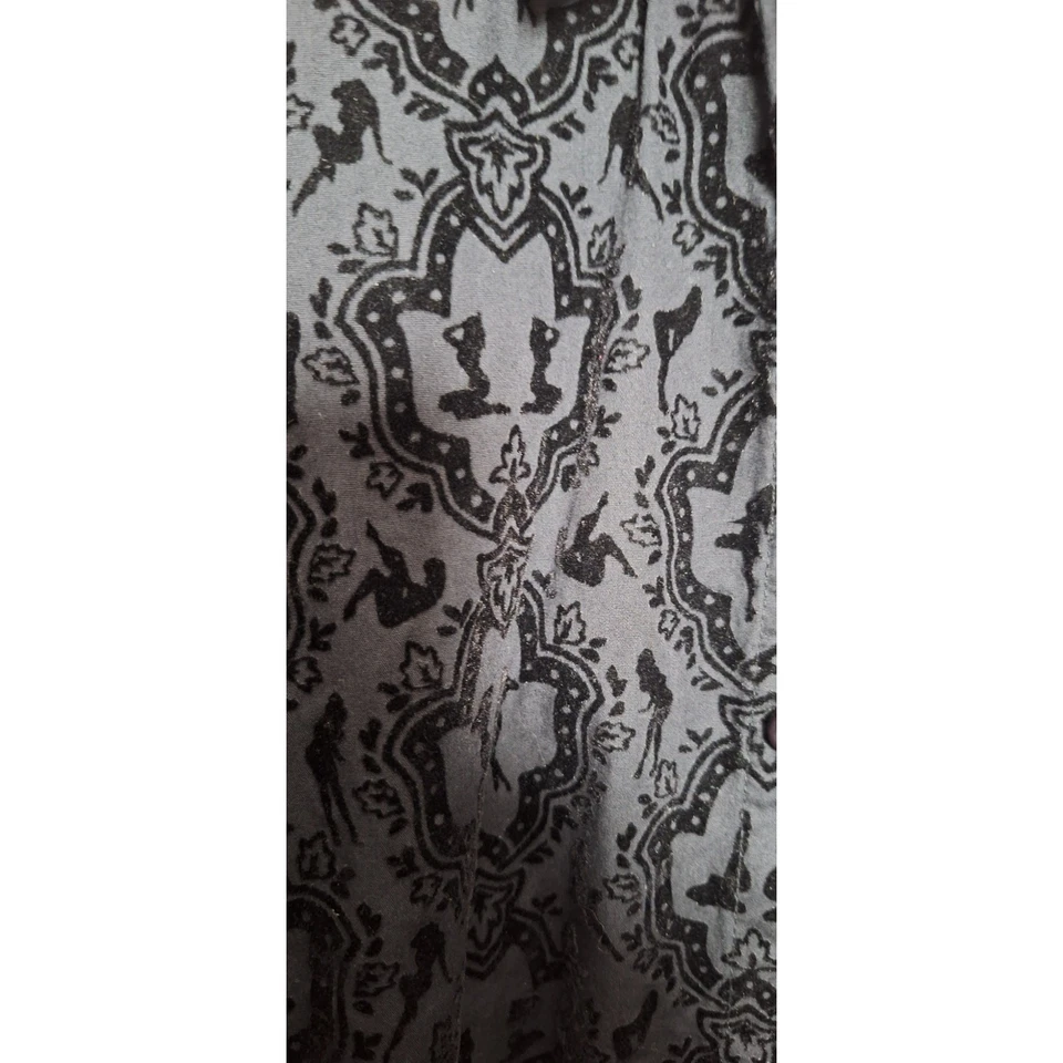 'Vintage Red' Hombre Negro/Gris "Mudflap Girl" Camisa Botón - Terciopelo - ¡Camisa Club! Foto 4 de 4