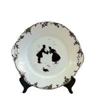 Antique Plate Wall Art Silhouette 11x10 Inches  Diameter Signed R.Z 1922