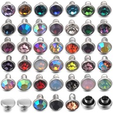 100 Sets 6MM Mixed Colors Cz Crystal Rivets Rhinestone Rivets Studs Rapid Rivets