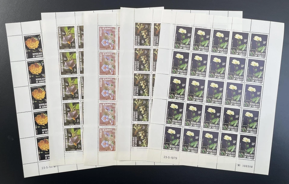 Djibouti 1979 YT 504-508 planche fleurs flore hibiscus figuier - Photo 1/1