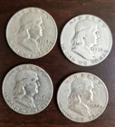 4 Lot 1952-P Ben Franklin Half Dollar 90% Silver US Coins