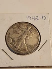 1942-D Walking Liberty Half Dollar, 90% Silver 50c US Coin