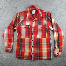 TOPO DESIGNS Mountain Shirt Mens Large Red Plaid Flannel Outdoor Casual Heavy