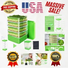 Upgrade Soil-Free Seed Sprouting Tray - Multi-Tier Organic Bean Sprouter Kit