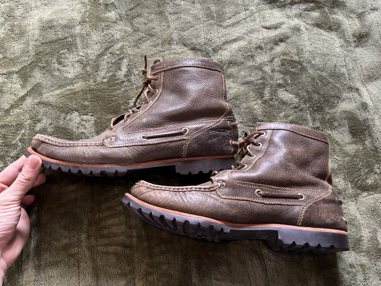 Cole Haan Lace Up Leather Boots Mens 11 M Brown Boat Shoes Ankle Boot