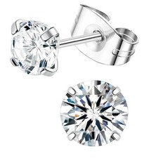 Titanium Stud Earrings, 20G Hypoallergenic Round Cubic Zirconia Studs Earrings f