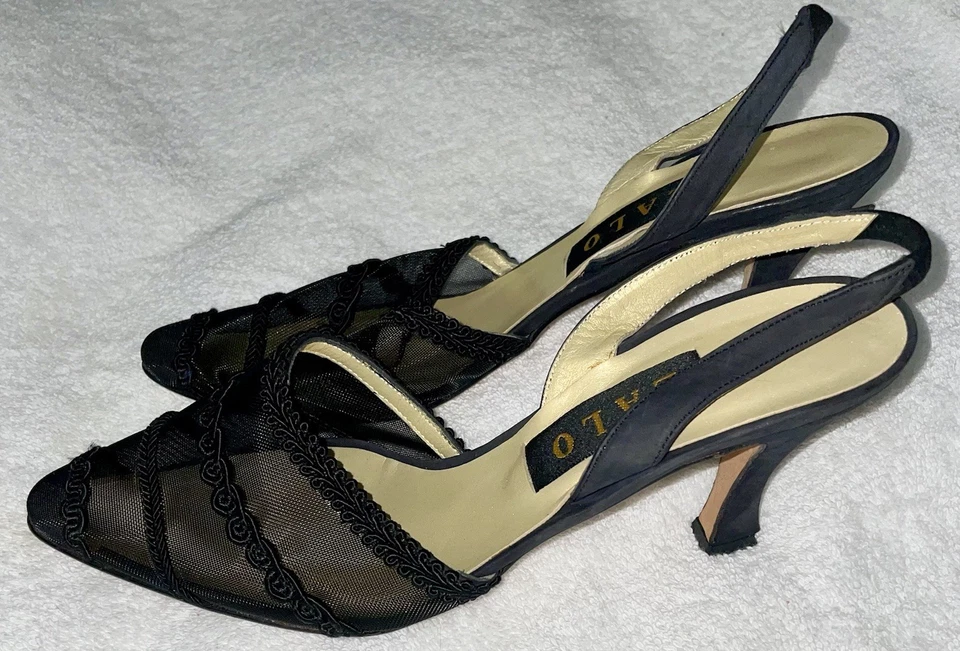 Zapatos de tacón House of Zalo Designer negros de malla transparente talla 8 nuevos Foto 2 de 4