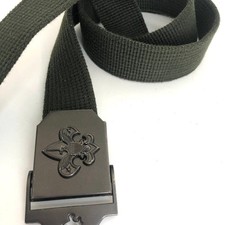 Official Boy Scouts of America Olive Green Cotton Web Belt With Metal Buckle