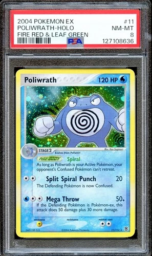 PSA 8 Poliwrath 11/112 Fire Red & Leaf Green EX Pokemon Card Holo NEAR MINT