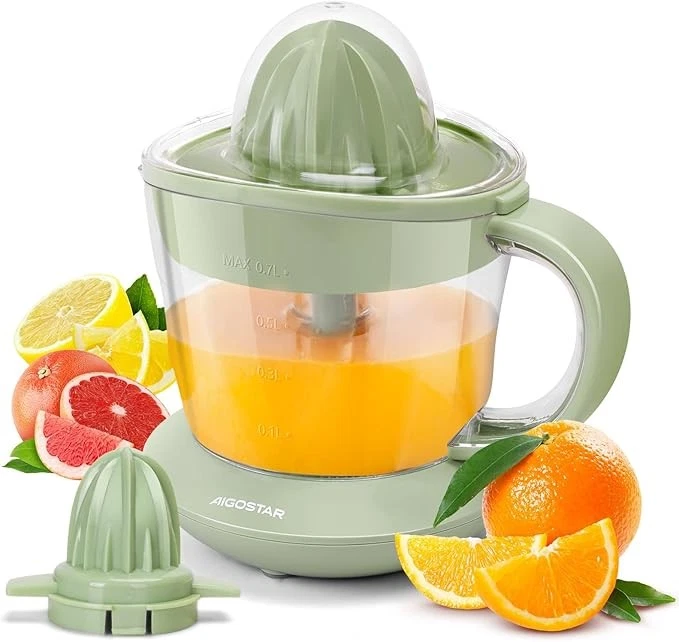 Aigostar Orange Juicer Electric Citrus Juicer, 700ml Bowl with Scale, 2 Citrus C