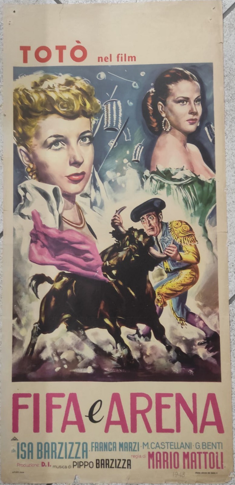 Locandina originale film Fifa e arena (1948) - Regia di Mario Mattoli
