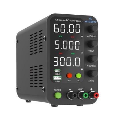 Jesverty DC Power Supply Variable, 0-60V 0-5A Switching Bench Power Supply wi...