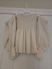 Cream Bando Top - size 8 Hand made - upcyled from a bedsheet 
