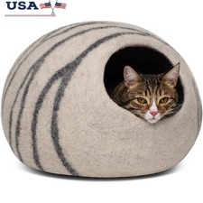 Eco Friendly Cat Cave Wool Bed Private Space Durable Comfortable Indoor Use
