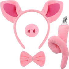 4 Pcs Animal Costume Set Ears Headband and Tail Set