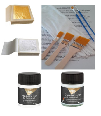 100% 24 Karat Blattgold Set Anlegeset je 50 x Blattgold / Blattsilber 999/1000