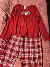 Disney Store Christmas Mickey Mouse Pajamas Flannel Red Plaid Woman  s Small