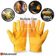 Yellow Color Leather Palm Working Gloves For Men's