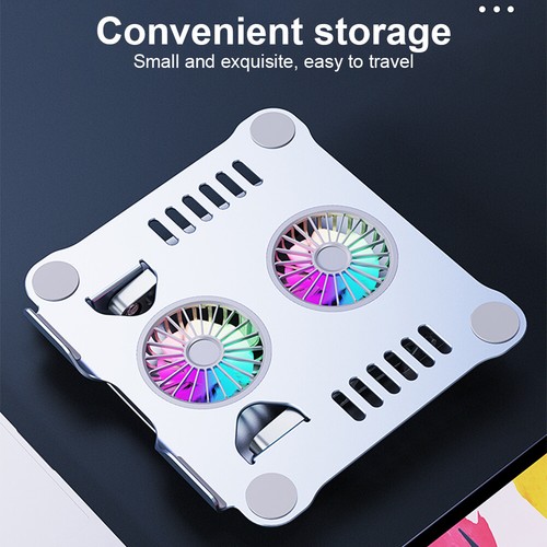 Foldable Desktop Laptop Cooling Stand with 2 Cooling Fan Notebook Riser (Silver) - Bild 10 von 11
