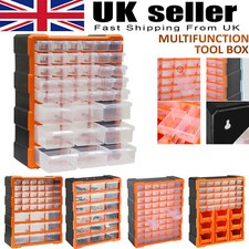Multi Drawers Parts Organiser Wall Mount Storage Cabinet Nuts Bolts Tools Clear
