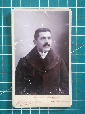 A168 CDV Foto um 1900 SEHR GUTER ZUSTAND MANN BÜSTE MANTEL - Studio BLAIN - VALENCE