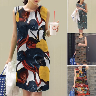 Womens Summer Hawaiian Mini Dress Casual Hippie Casual Party Holiday Sundress AU