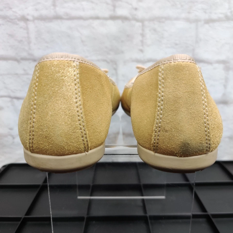 Clarks Kids Dancealong Jnr Ballerina Bow Accent Flat Shoes Gold Suede Sz 4.5 - Изображение 4 из 4