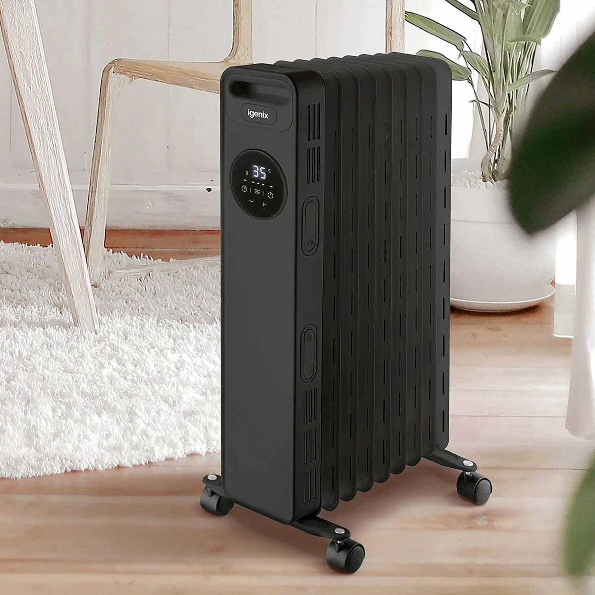 Igenix Digital Oil Filled Radiator 2.5kW 13 Fin Electric Heater Black  IG2626BL 5016368080948 | eBay