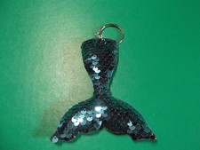 Unique Collectible Keychains Plastic Mermaid Tail Blue Sequins