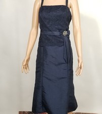 Davids Bridal Lace Top Cocktail Evening Bridesmaid Formal Dress Navy Blue 