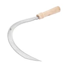 SERRATED SICKLE 25 CM 9.8 IN, BLADE THICKNESS 2 MM 0.08 IN, WOODEN HANDLE