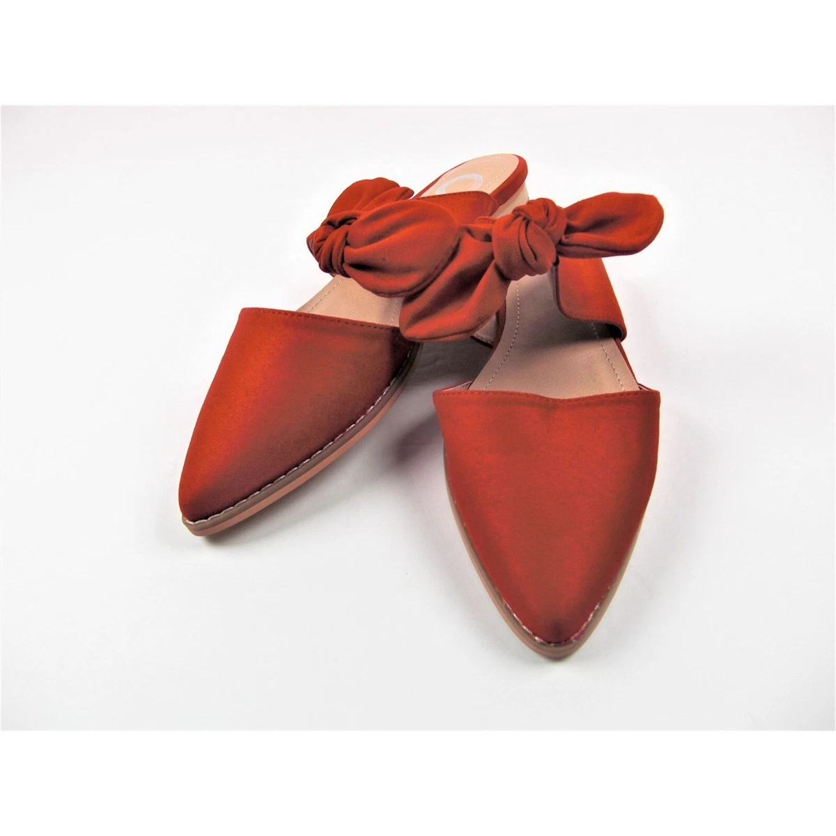 Red Women s Ladies Flat Slip On Sliders Bow Slides Mule Sandals