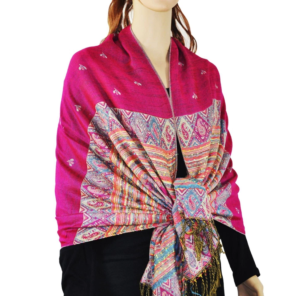 彩虹五颜六色的披肩围巾柔软厚包裹带蜜蜂图案旅行 — 第 2/3 张图片