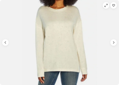 Three Dots Sweater Speckled Pullover Fleece Women's Shirt Top(IVORY,L)NWOT