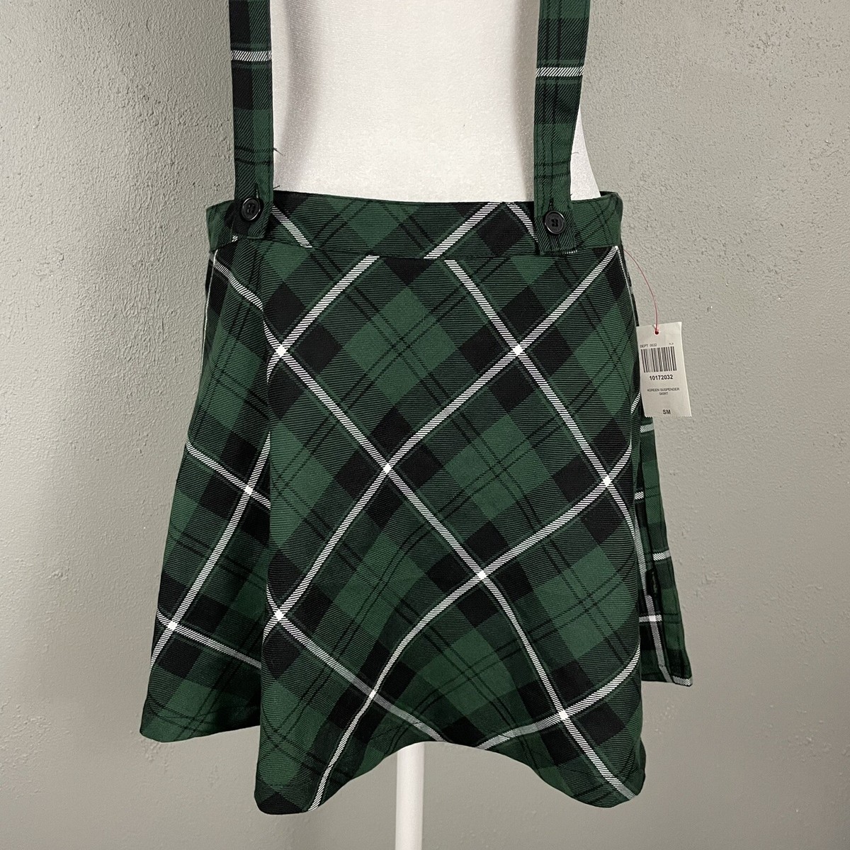NEW Tripp NYC 80s 90s Green Plaid School Girl Suspender NEW Tripp NYC 80s 90s Green Plaid School Girl Suspender