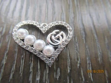 GUCCI   ZIPPER PULL CHARM SILVER tone metal , 26mm X 20MM clear  rhinestones