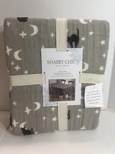Shabby Chic Tablecloth 60 X 84 CAT MOON GRAY CREAM  NWT