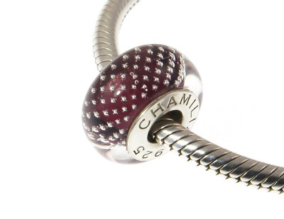 CHAMILIA 925 Silber LILA MAULBEERE MYSTIKER Murano Charm Perle, Halloween