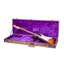 Crossrock Wood Case for Fender Stratocaster and Telecaster Guitars-Security Lock