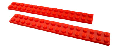 2 x LEGO  4282 City,Baustein,Basicsteine 2x16 flach in rot Neuware