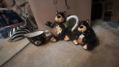 国内作家様 ボンネット付き Bear Vintage Barefoots Black Bear Yogi Bruin Ceramic Porcelain Honey