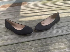 Crown Vintage Women's Black Suede Flats Shoes Size 8