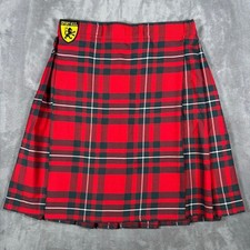 Sport Kilt Red Plaid Tartan Adjustable Hook Loop Made in USA Size L
