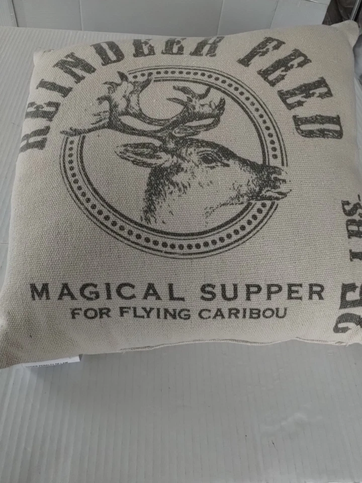 Primitives By Kathy Reindeer Feed Throw Pillow Tan SZ 16 x 16 Inches Square  - Image 4 of 4