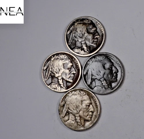 1913 TY2+1916+1917+1918 Buffalo Nickel Set/Lot ~ Very Fine VF ~ ZBL58