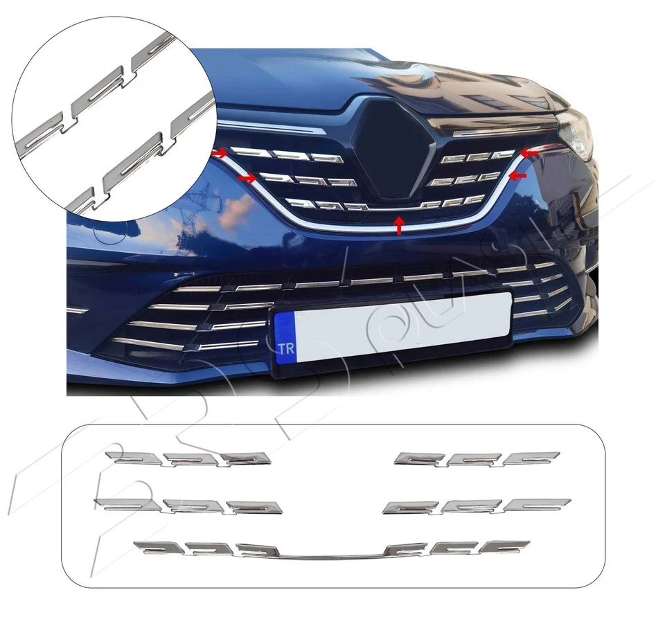 Renault Megane 4 2020 - Rejilla delantera - Borde de acero inoxidable cromado Foto 3 de 4