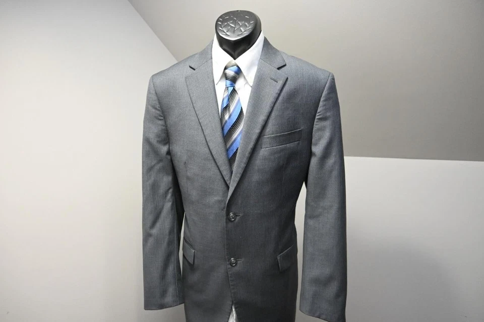 Donald J. Trump 100% Wool Gray Striped Suit Pants Jacket Mens Sz 36 x 32 42 L - Image 3 of 4