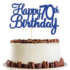 Gyufise 1Pc Happy 70th Birthday Cake Topper Glitter 70th Birthday Cake Pick C...