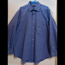 Chaps Men’s Blue Check Classic Fit Dress Shirt 18 34/35 Cotton Pocket